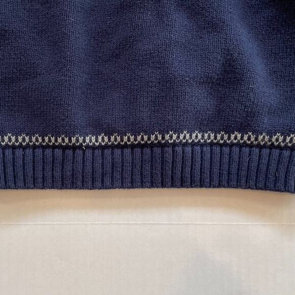 Janie and Jack Navy Blue Reindeer/Fair Isle Shawl Collar Cardigan, 2T - Picture 4 of 13